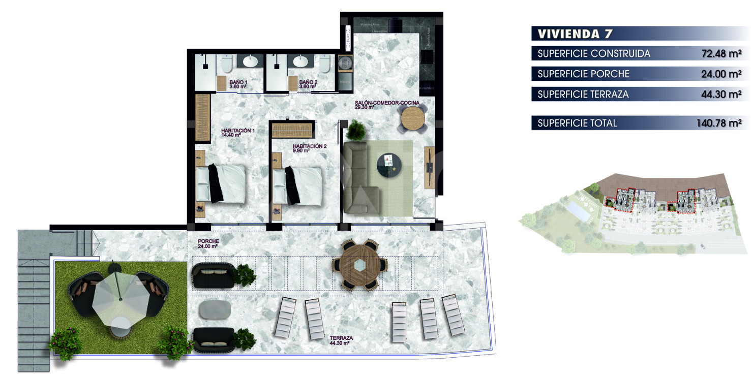 Apartamento de 2 habitaciones en Finestrat - SUN53490 - 1