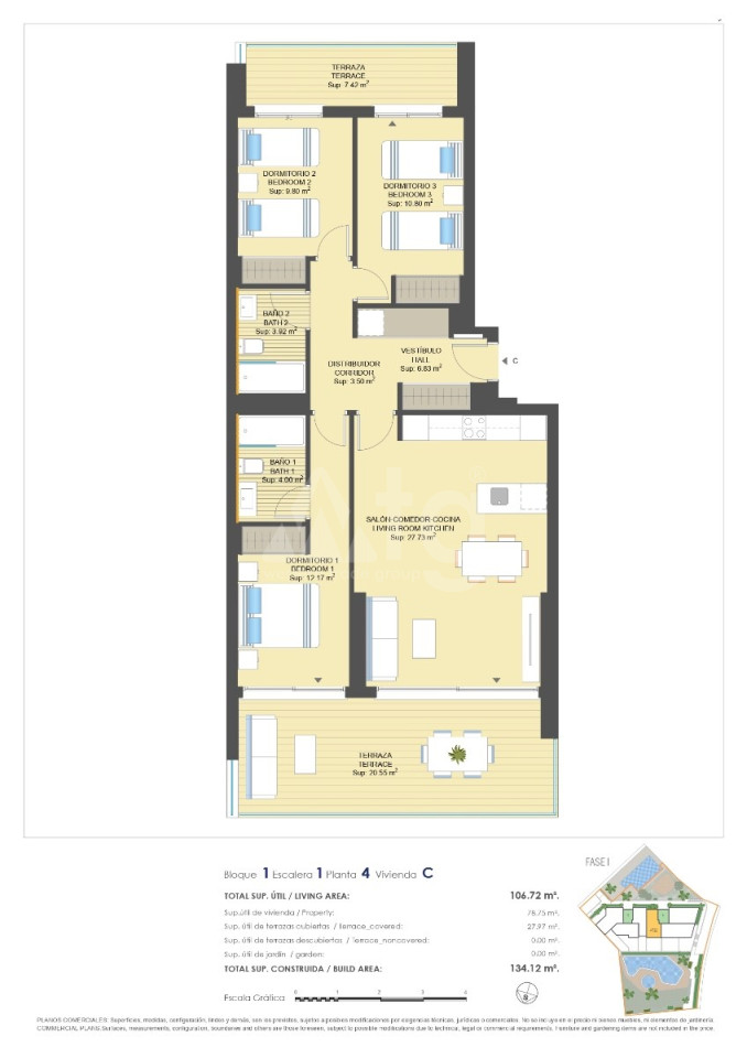 Appartement de 3 chambres à Dehesa de Campoamor - CBB53494 - 1