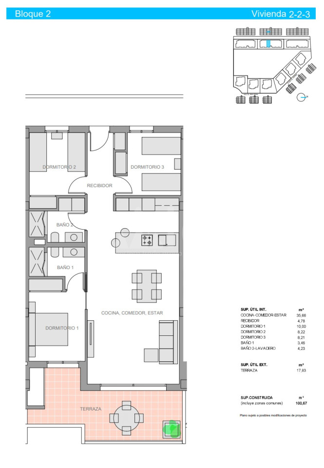 Апартамент в Гуардамар дель Сегура, 3 спальні - NS53524 - 1