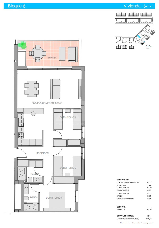 3 Schlafzimmer Appartement in Guardamar del Segura - NS53552 - 1