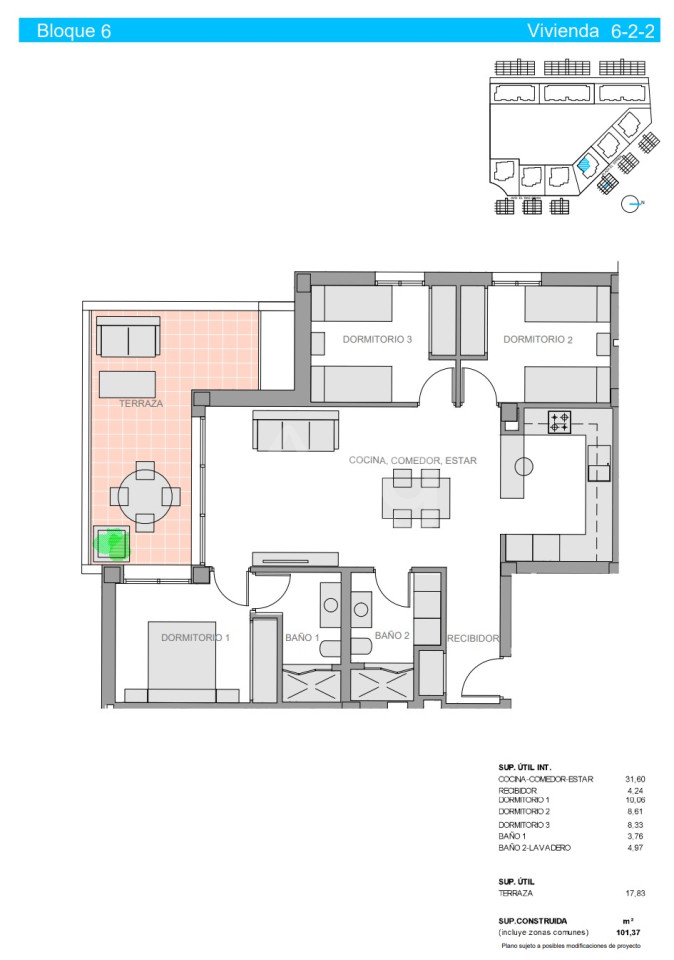 Апартаменты в Гуардамар дель Сегура, 3 спальни - NS53558 - 1
