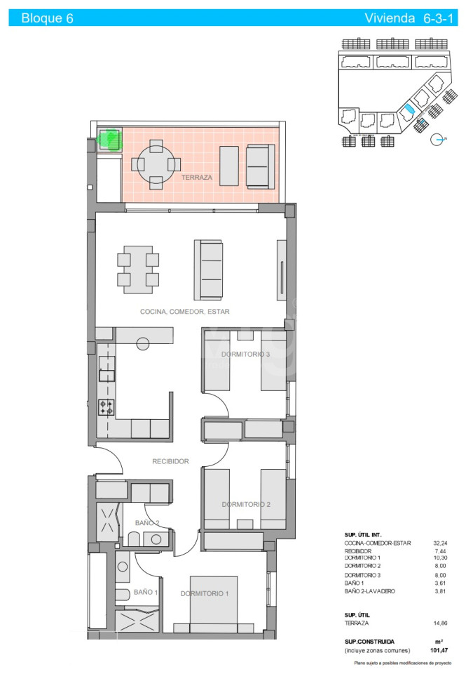 3 Schlafzimmer Appartement in Guardamar del Segura - NS53567 - 1