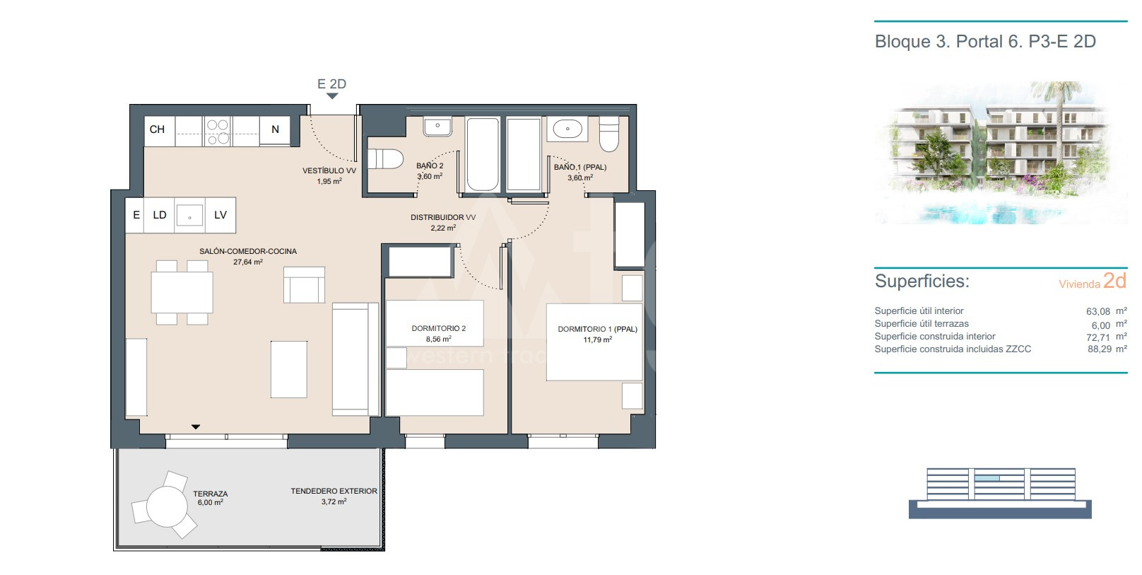 Appartement de 2 chambres à Denia - AEH53667 - 1