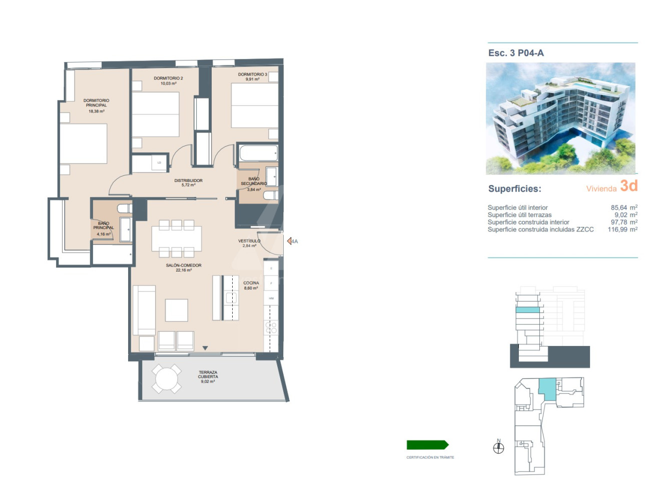 3 Schlafzimmer Appartement in Alicante - AEH53677 - 1