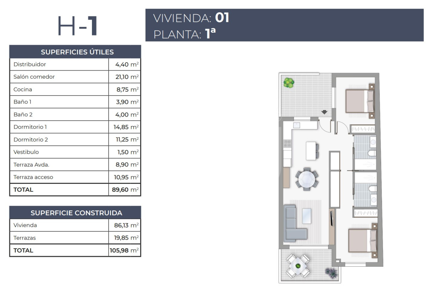 Apartamento de 2 habitaciones en Torrevieja - TR53897 - 1