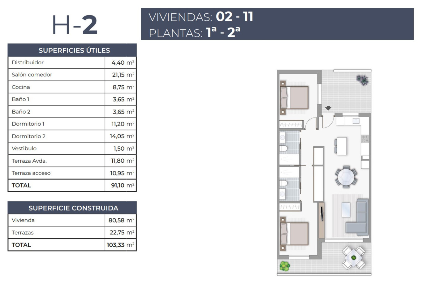 Apartamento de 2 habitaciones en Torrevieja - TR53898 - 1