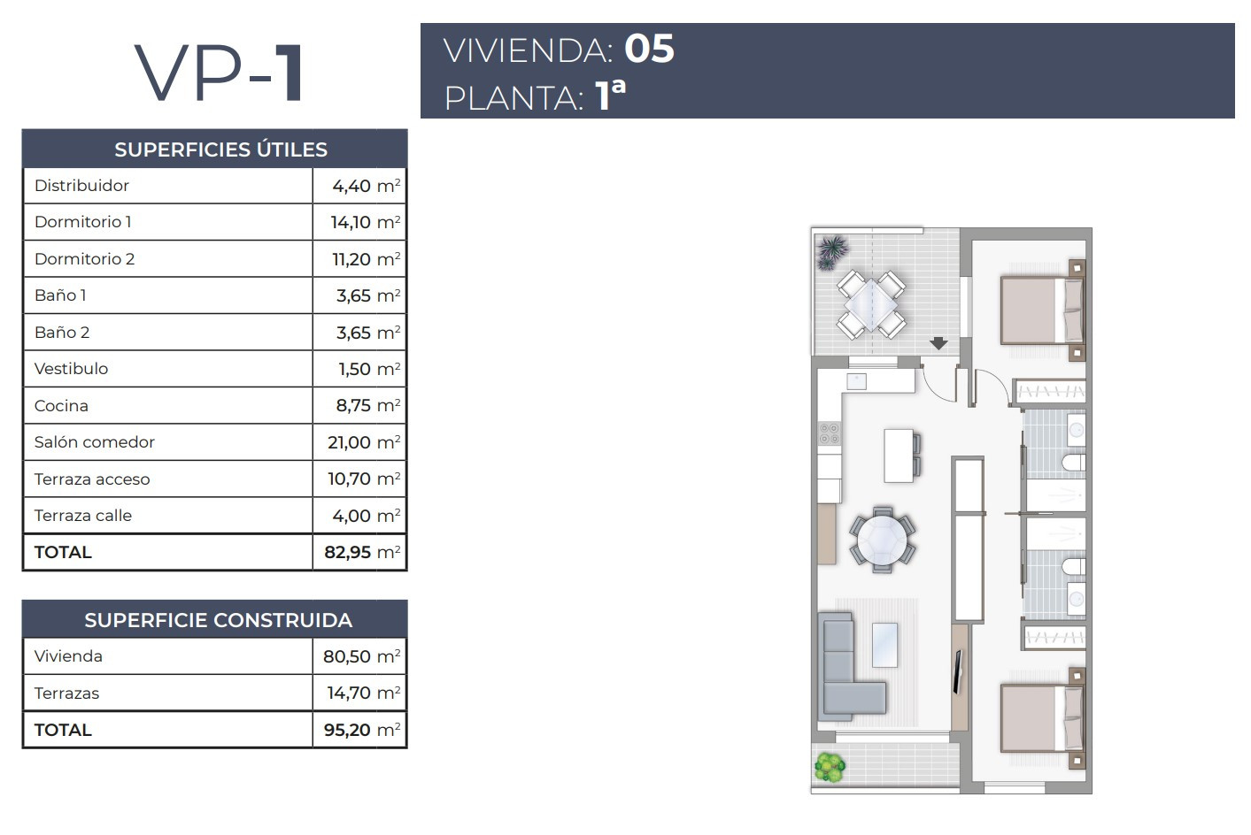 Apartamento de 2 habitaciones en Torrevieja - TR53901 - 1