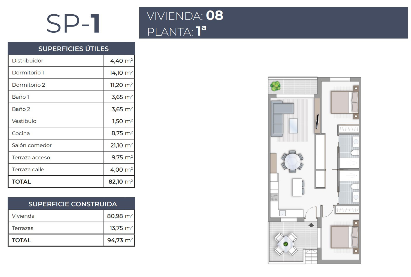 Apartamento de 2 habitaciones en Torrevieja - TR53903 - 1