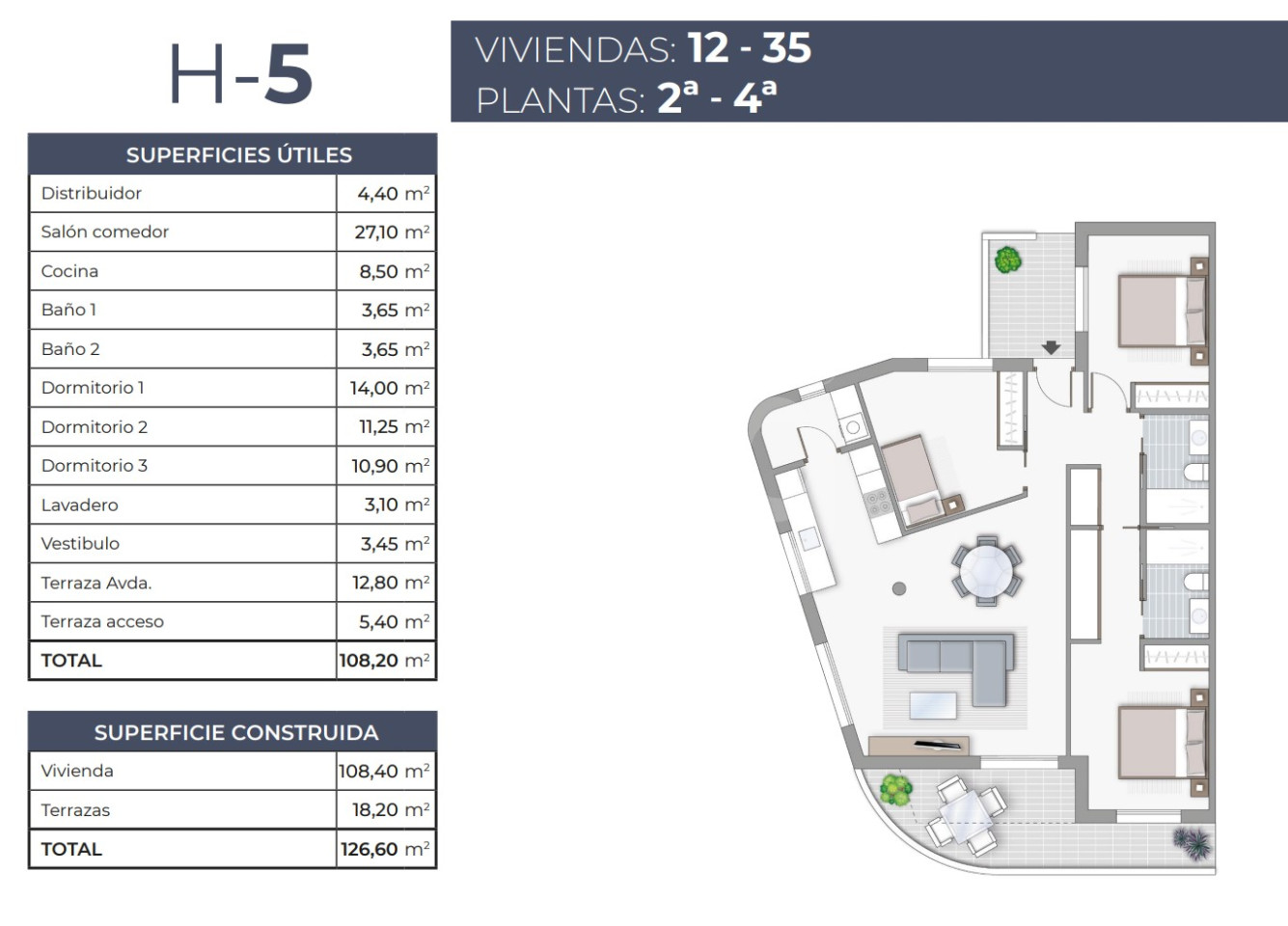 Apartamento de 3 habitaciones en Torrevieja - TR53910 - 1