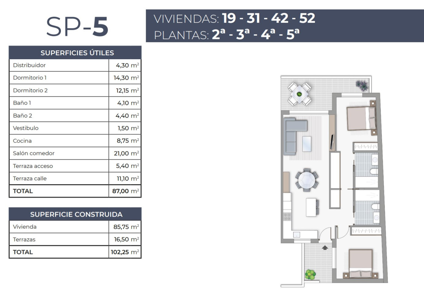 Apartamento de 2 habitaciones en Torrevieja - TR53949 - 1