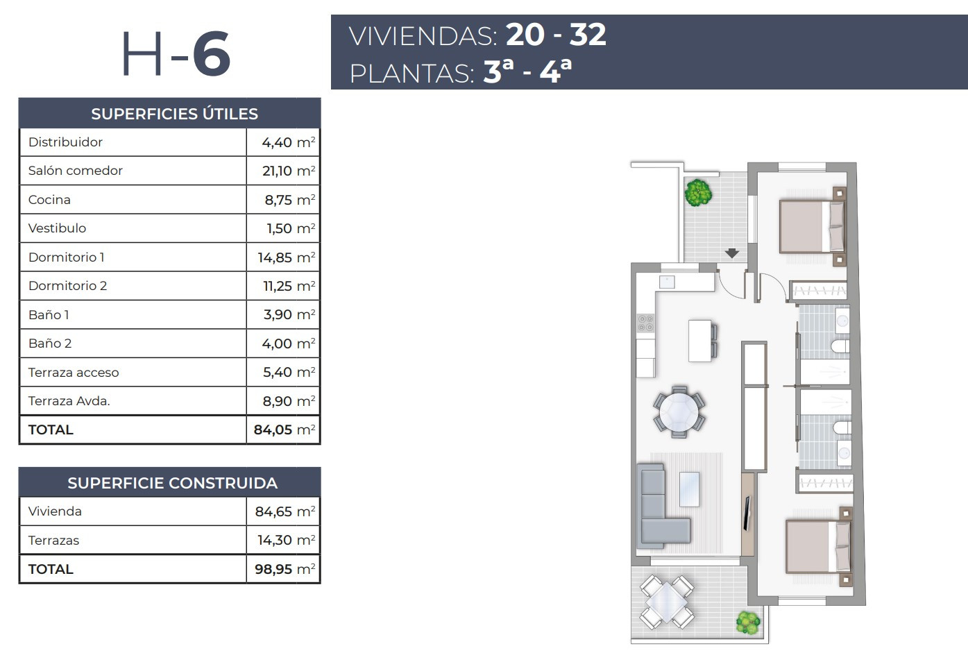 Apartamento de 2 habitaciones en Torrevieja - TR53956 - 1