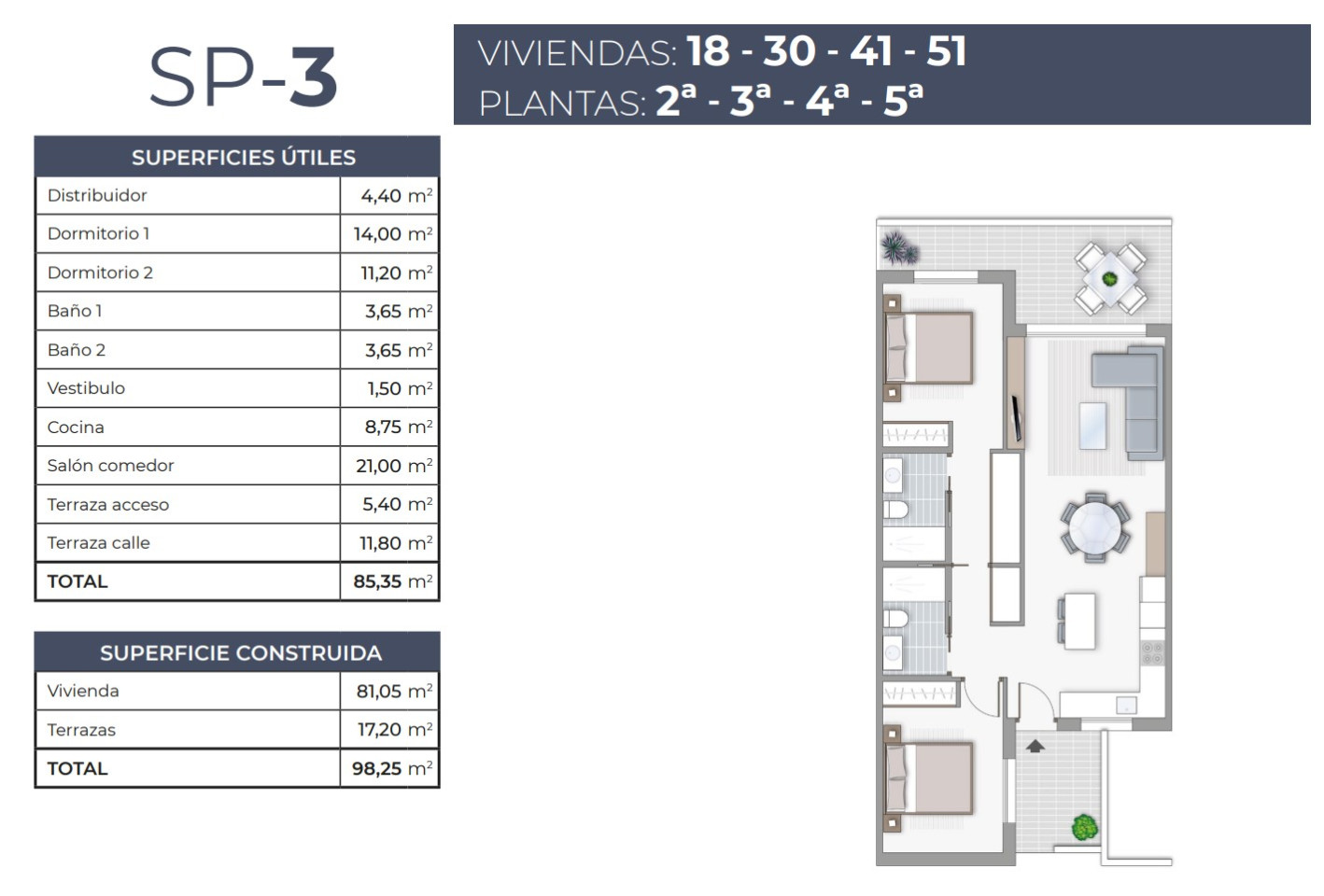 2 Schlafzimmer Appartement in Torrevieja - TR53969 - 1