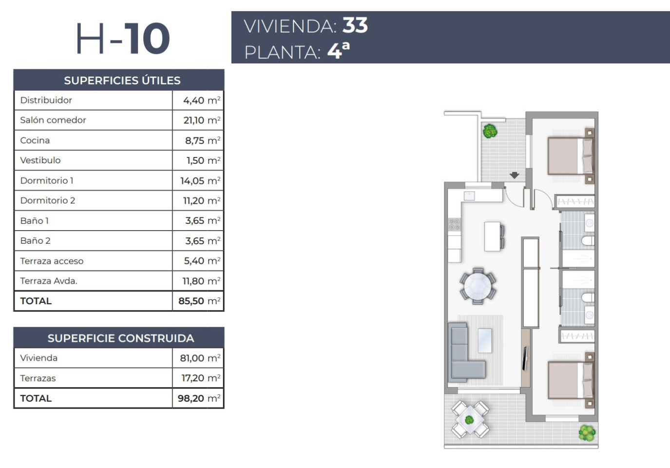 Apartamento de 2 habitaciones en Torrevieja - TR53972 - 1