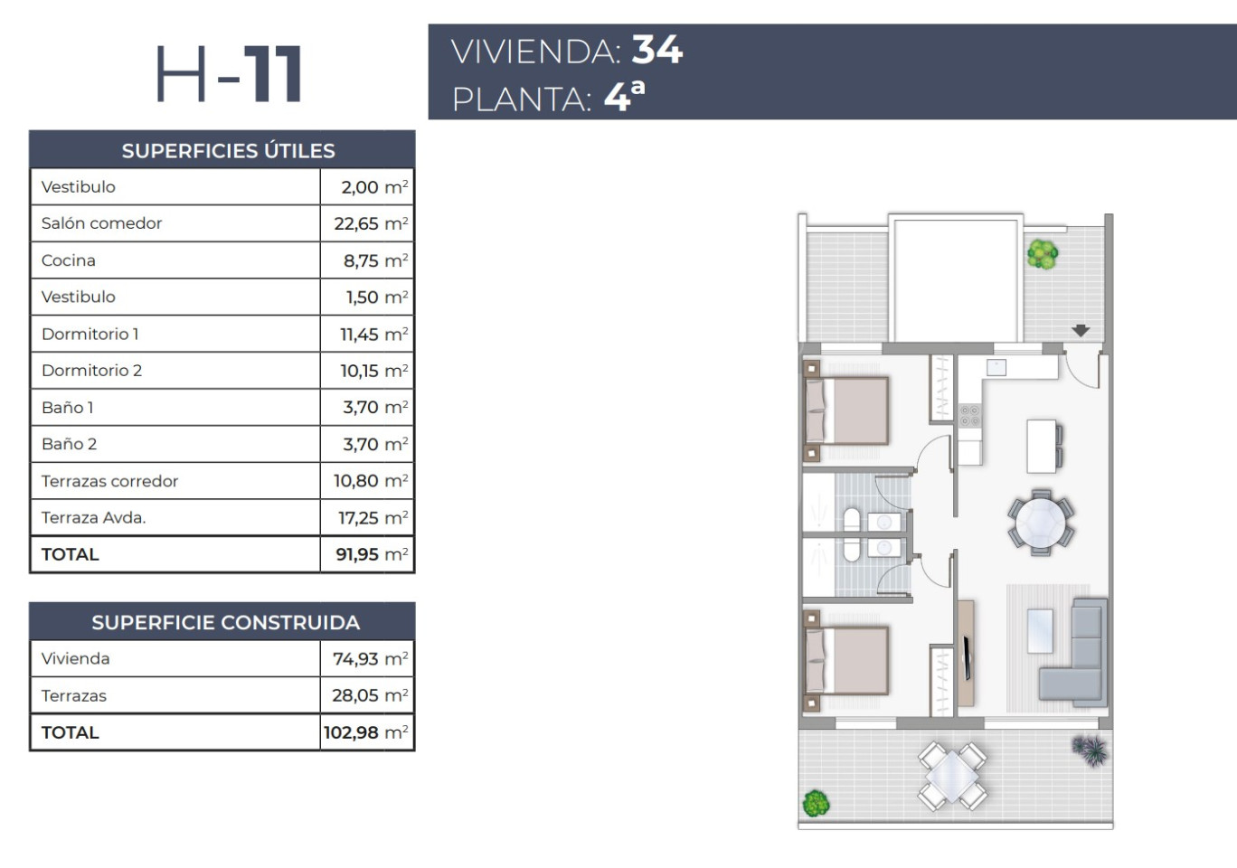 2 Schlafzimmer Appartement in Torrevieja - TR53973 - 1