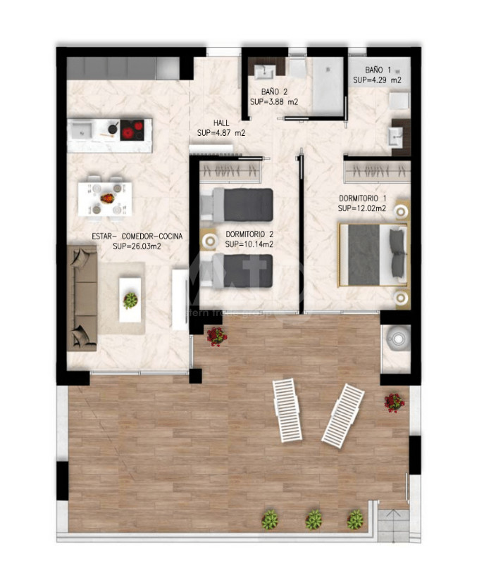 Apartament cu 2 dormitoare în Playa Flamenca - DI54157 - 1