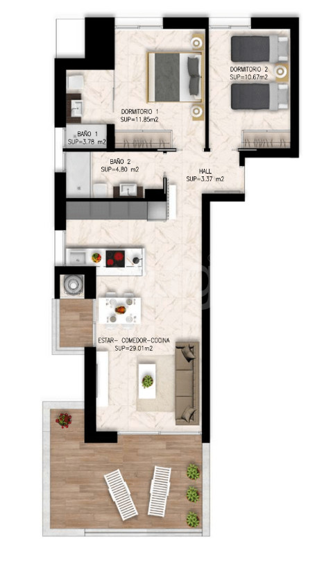 2 bedroom Apartment in Playa Flamenca - DI54161 - 1