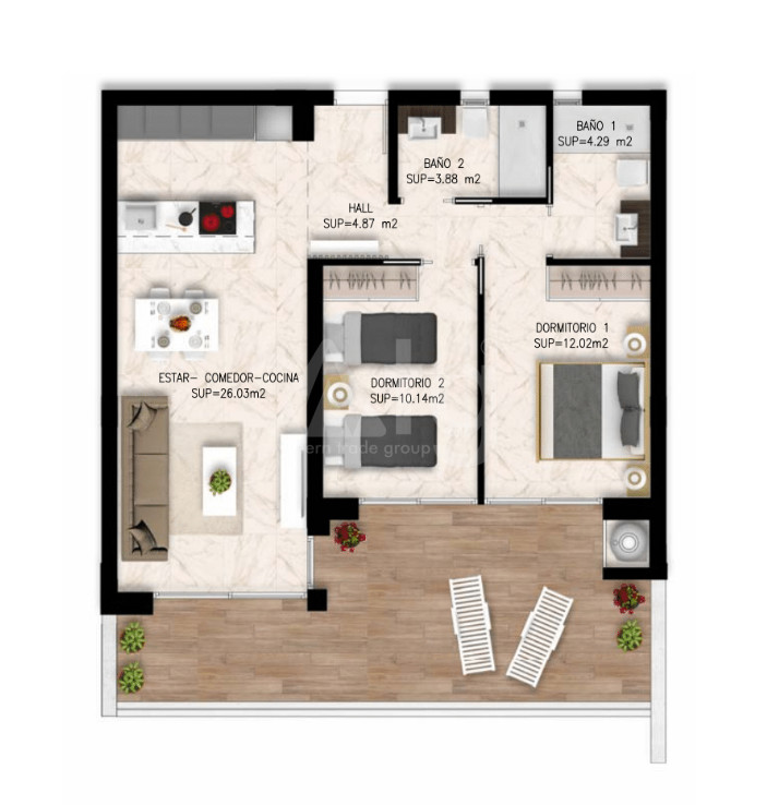2 Schlafzimmer Appartement in Playa Flamenca - DI54163 - 1