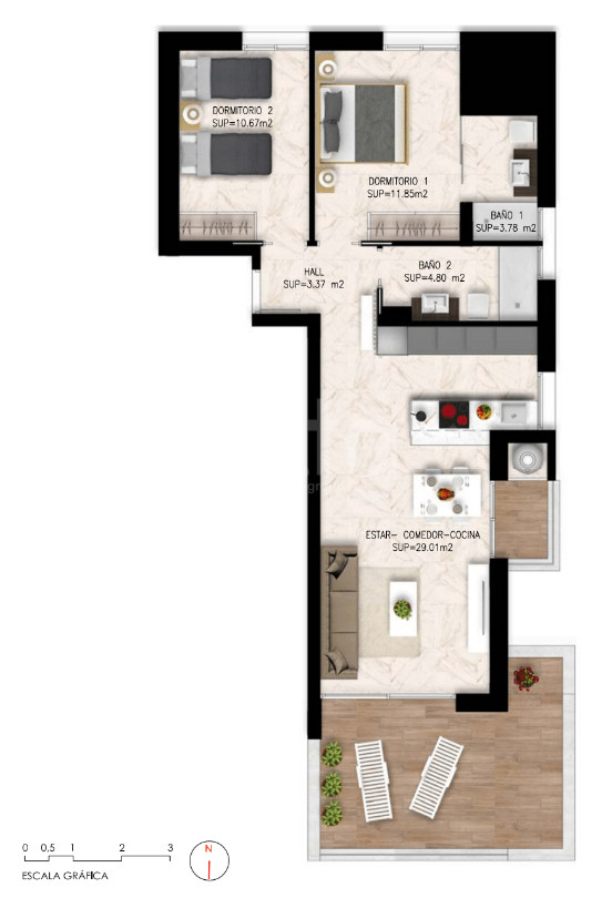 Apartament cu 2 dormitoare în Playa Flamenca - DI54164 - 1