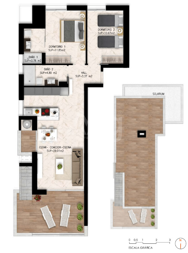 Penthouse de 2 chambres à Playa Flamenca - DI54165 - 1