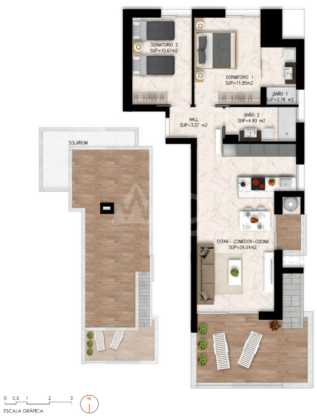 Penthouse cu 2 dormitoare în Playa Flamenca - DI54168 - 1