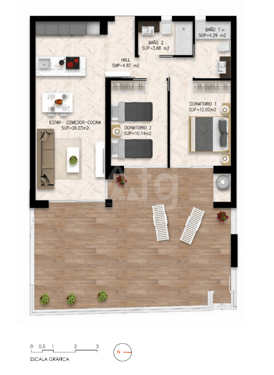 2 bedroom Apartment in Playa Flamenca - DI54176 - 1