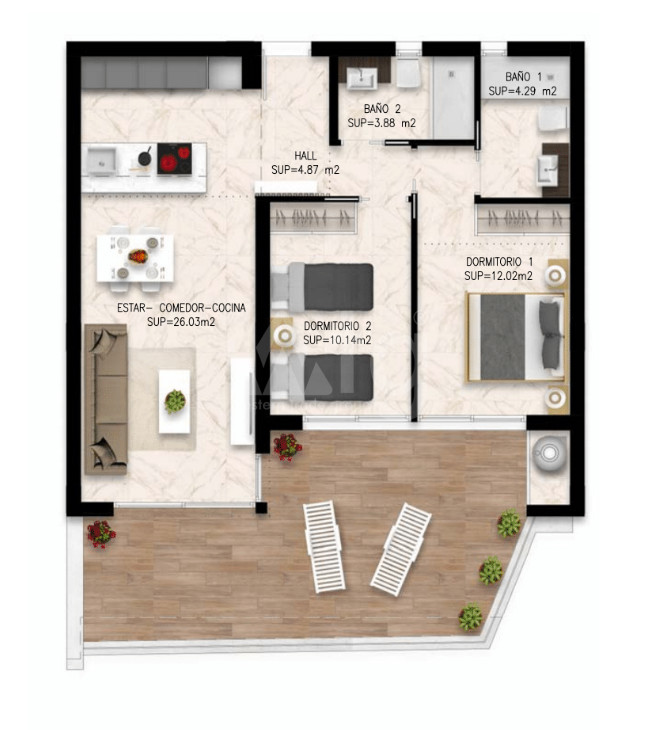Apartament cu 2 dormitoare în Playa Flamenca - DI54181 - 1