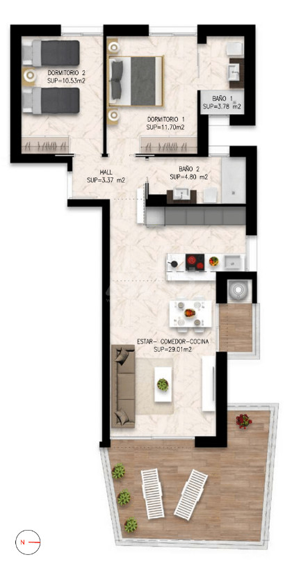2 bedroom Apartment in Playa Flamenca - DI54182 - 1