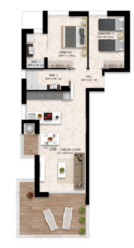 2 bedroom Apartment in Playa Flamenca - DI54183 - 1