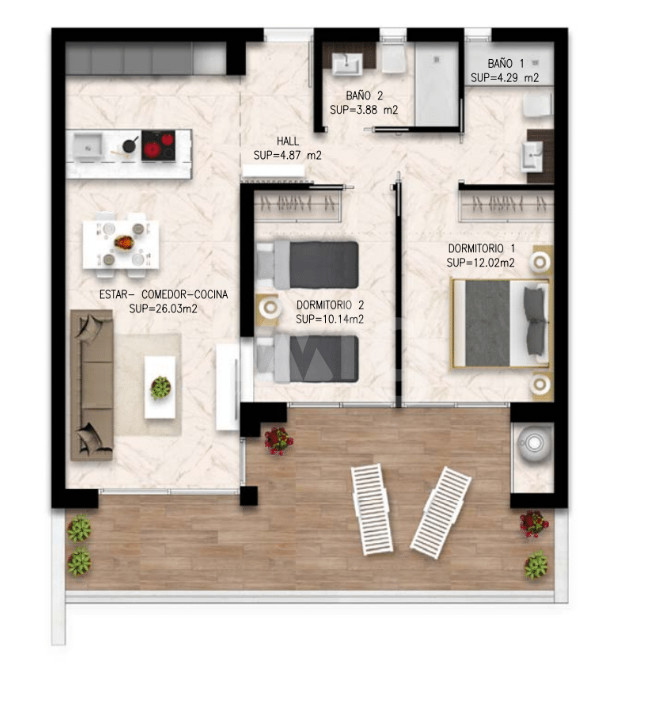 Apartament cu 2 dormitoare în Playa Flamenca - DI54184 - 1