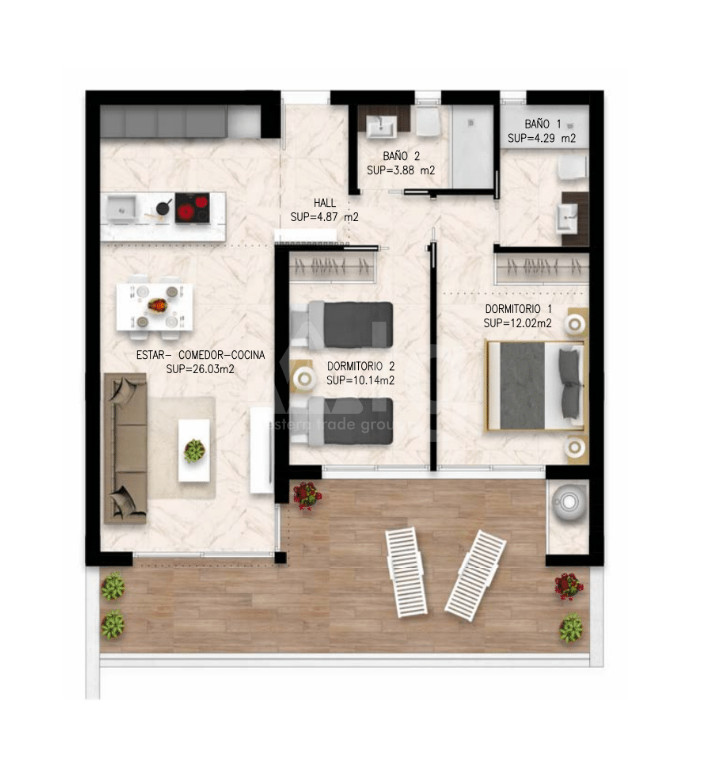 2 Schlafzimmer Appartement in Playa Flamenca - DI54185 - 1