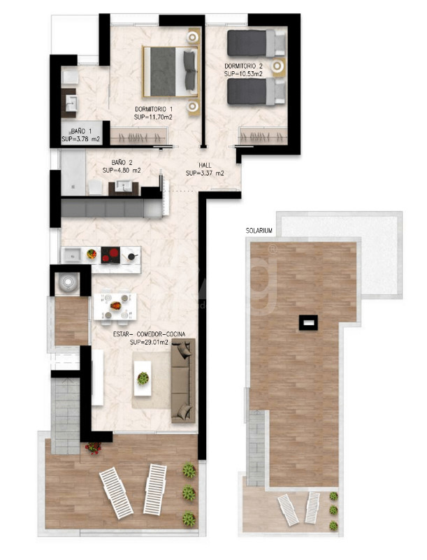 Penthouse cu 2 dormitoare în Playa Flamenca - DI54187 - 1