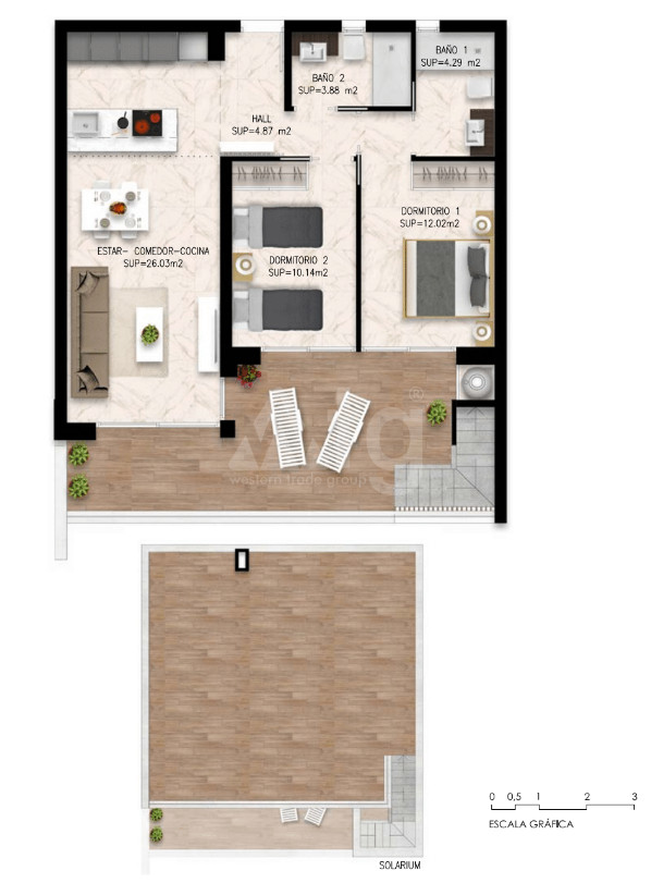 Penthouse cu 2 dormitoare în Playa Flamenca - DI54188 - 1