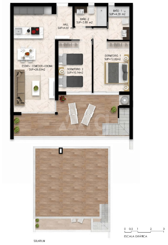 2 Schlafzimmer Penthouse-Wohnung in Playa Flamenca - DI54190 - 1