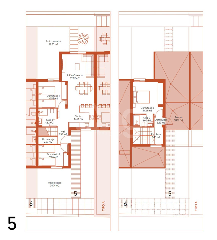 Townhouse cu 3 dormitoare în El Caracolero - THE54752 - 1