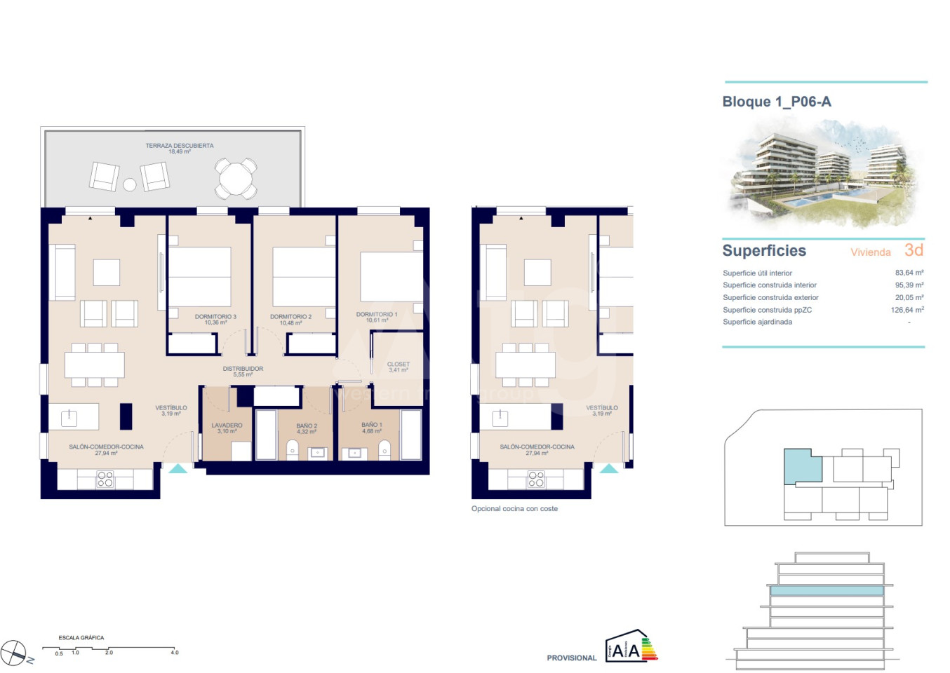 Apartamento de 3 habitaciones en Villajoyosa - AEH54804 - 1