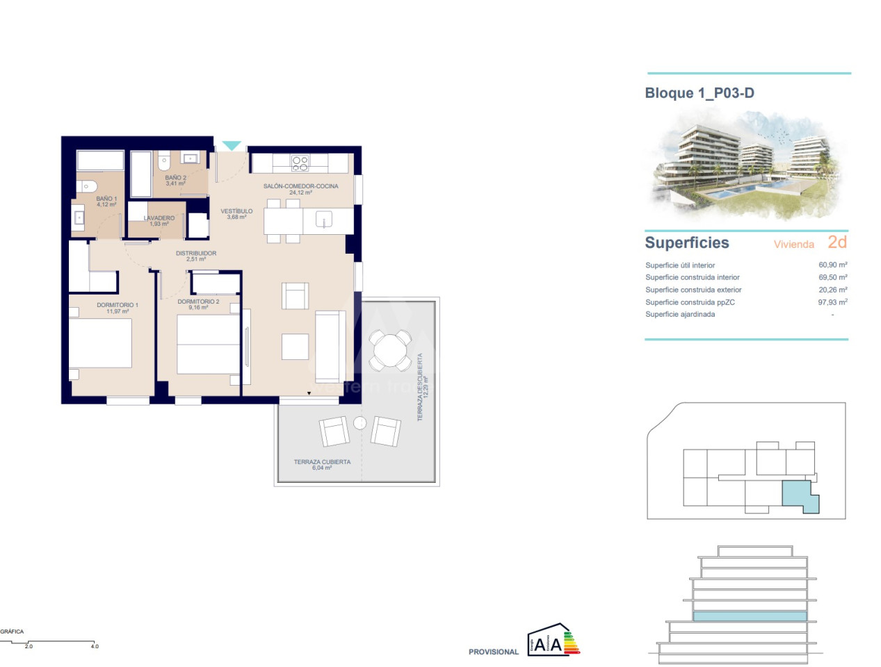 Appartement de 2 chambres à La Vila Joiosa - AEH54823 - 1