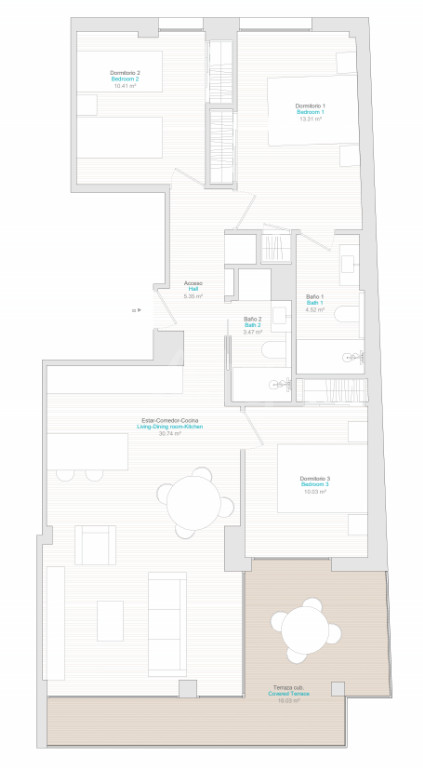 Apartamento de 3 habitaciones en Villajoyosa - QUA55745 - 1