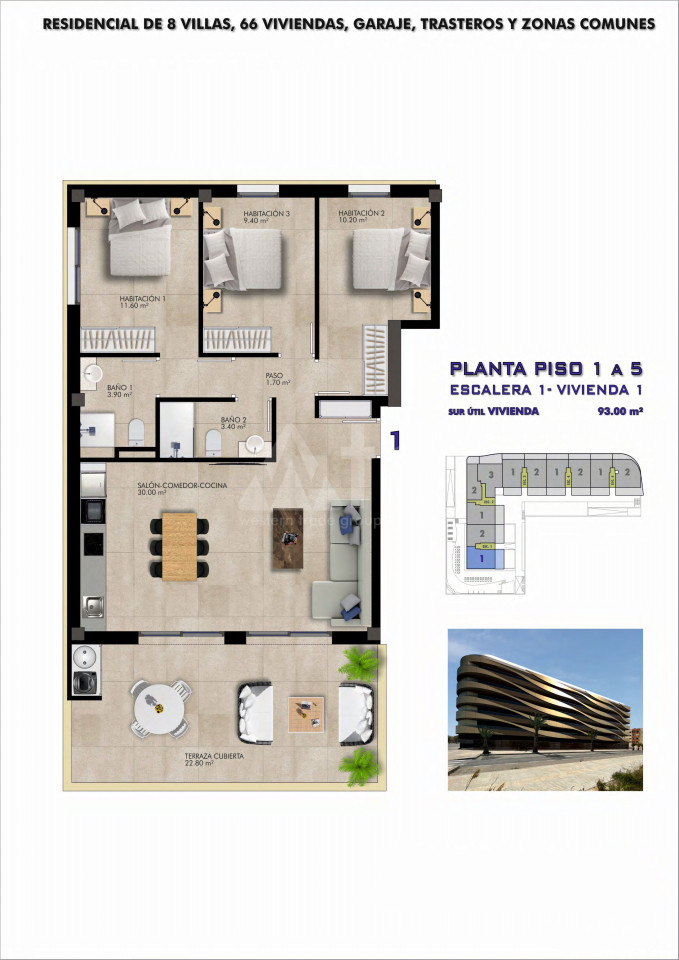 Apartament cu 3 dormitoare în Elche - LCT55885 - 1