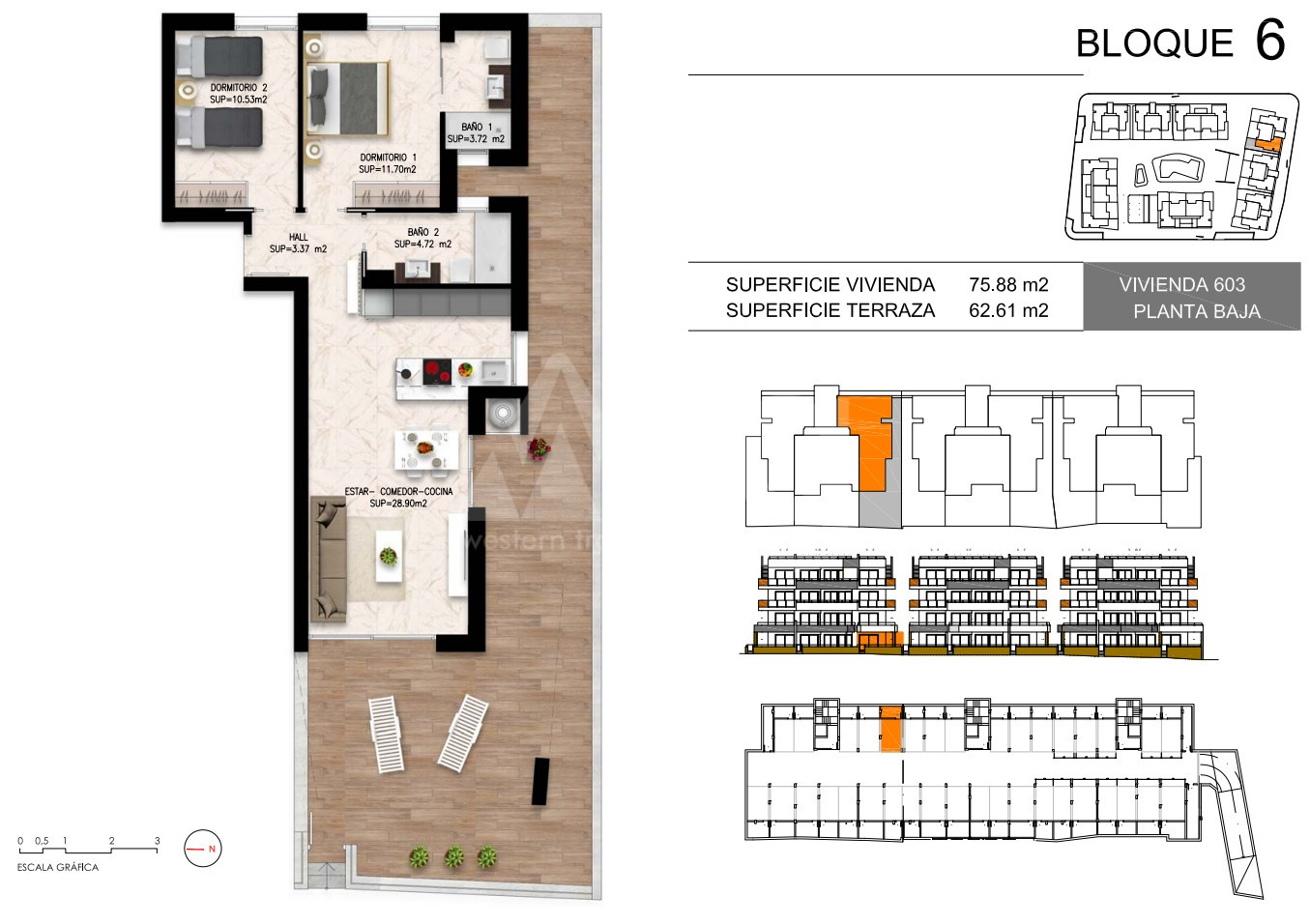 2 Schlafzimmer Appartement in Playa Flamenca - DI55942 - 1
