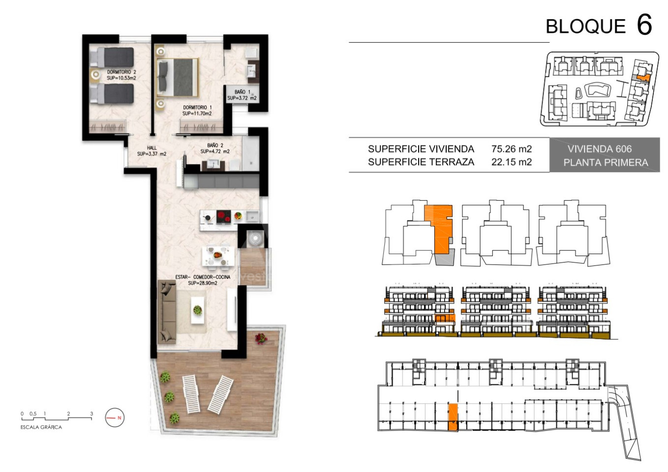 Апартамент в Плайя Фламенка, 2 спальні - DI55945 - 1