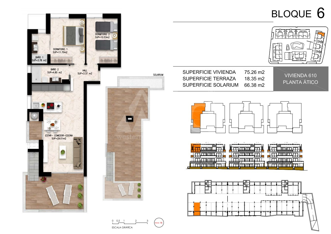 2 Schlafzimmer Penthouse-Wohnung in Playa Flamenca - DI55949 - 1