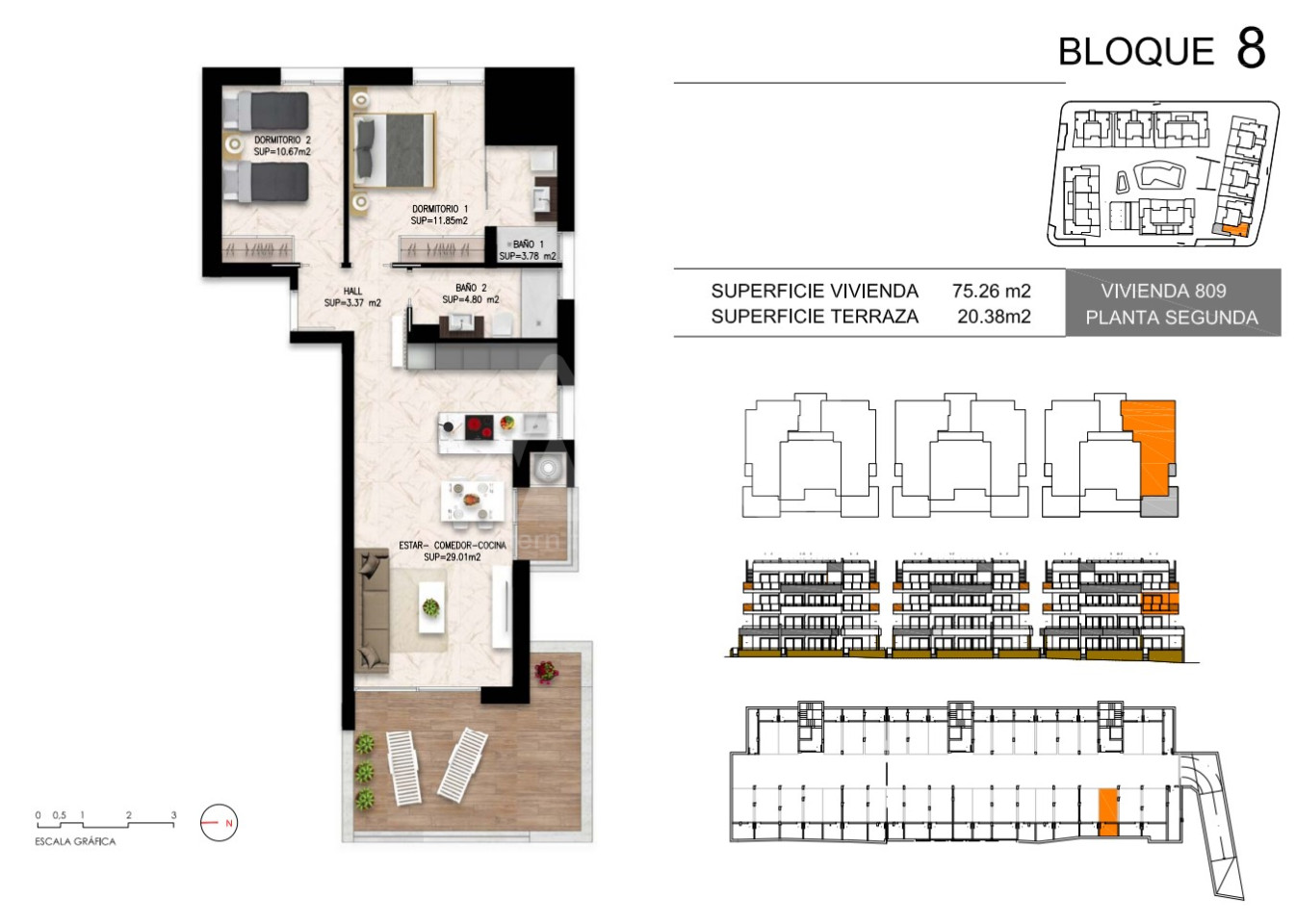 2 Schlafzimmer Appartement in Playa Flamenca - DI55972 - 1