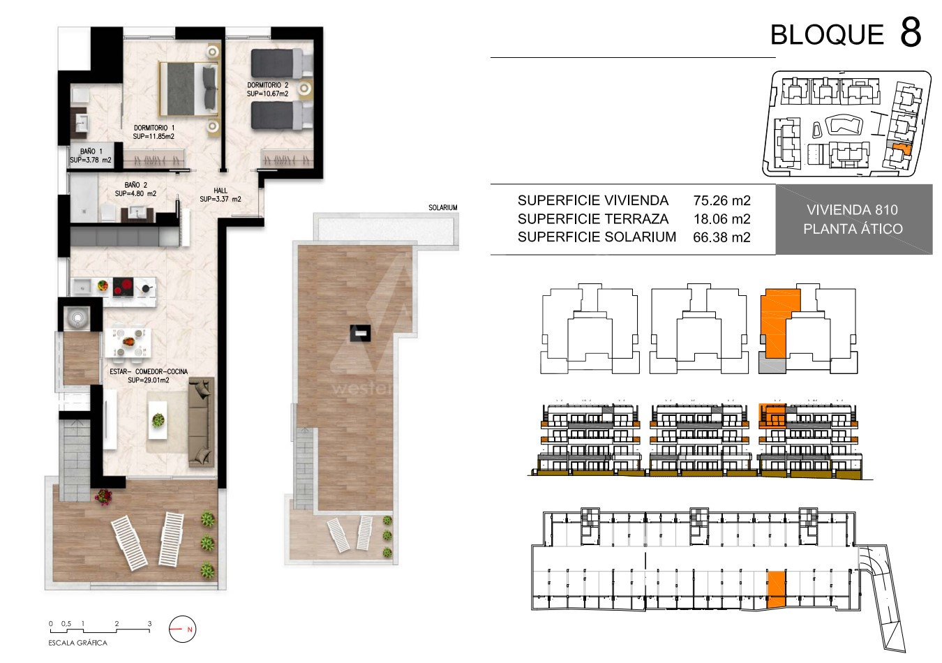 2 Schlafzimmer Penthouse-Wohnung in Playa Flamenca - DI55973 - 1