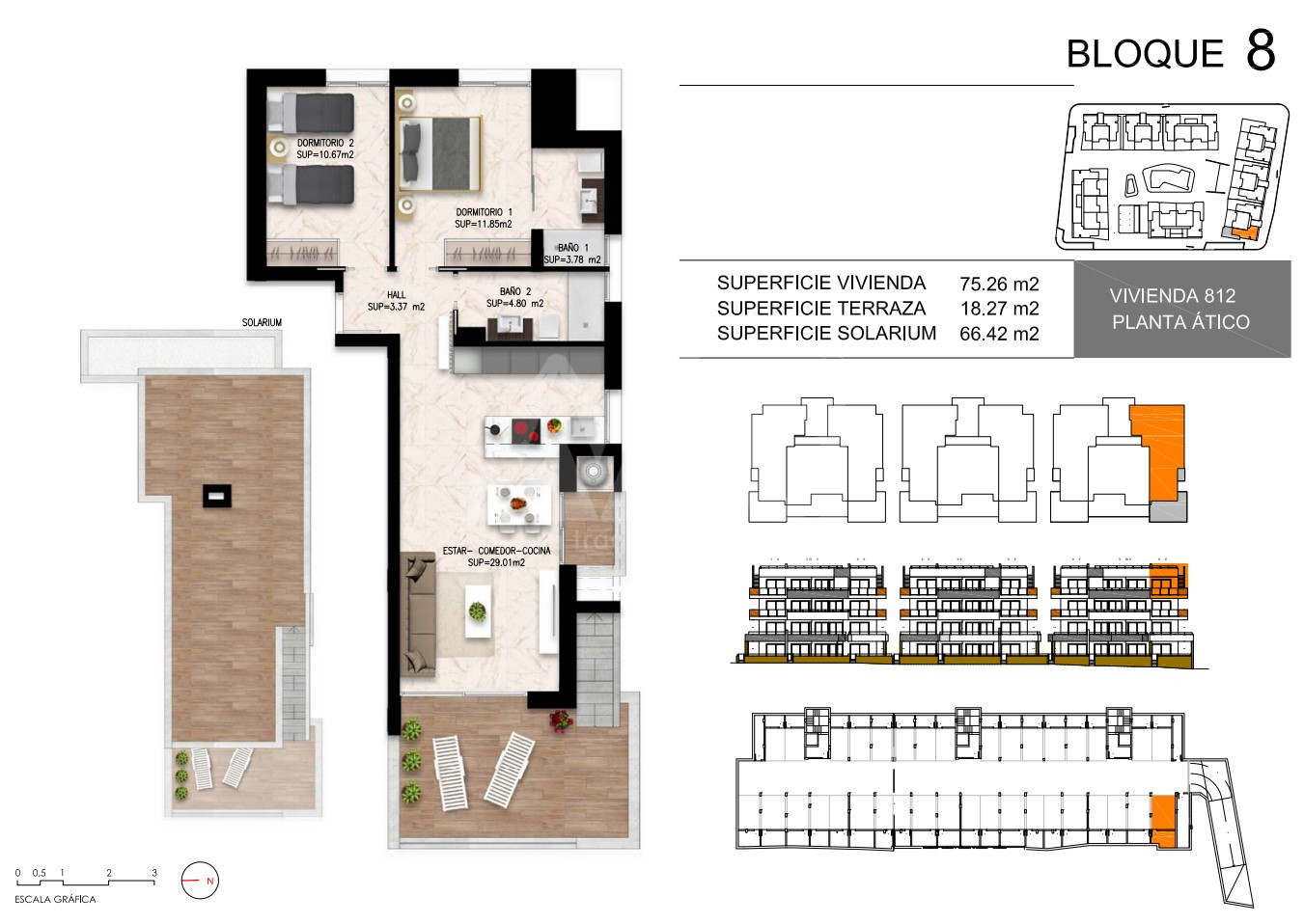 2 Schlafzimmer Penthouse-Wohnung in Playa Flamenca - DI55975 - 1
