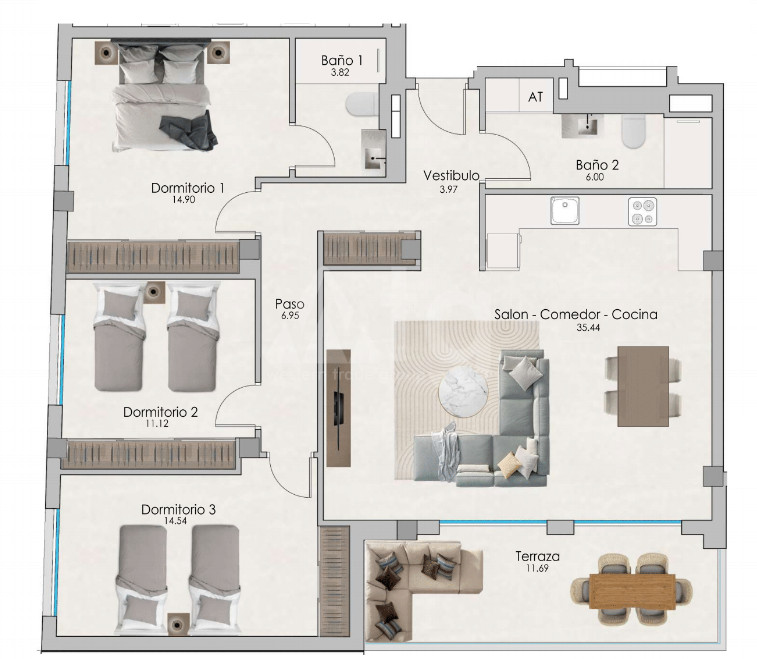 Apartamento de 3 habitaciones en Santa Pola - US55976 - 1