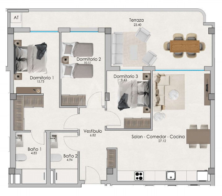 Apartament cu 3 dormitoare în Santa Pola - US55984 - 1