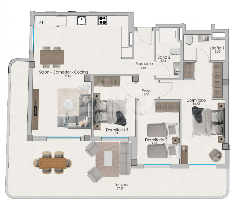 Apartamento de 3 habitaciones en Santa Pola - US55986 - 1