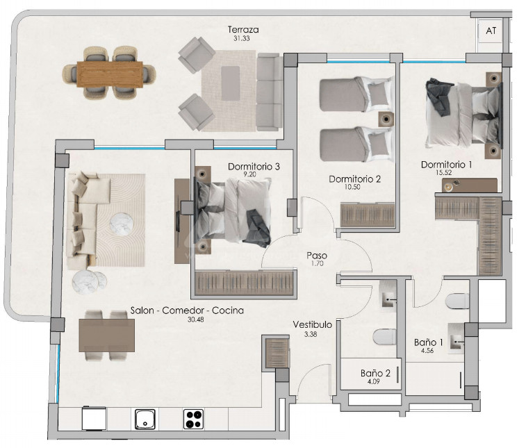 3 bedroom Apartment in Santa Pola - US55987 - 1