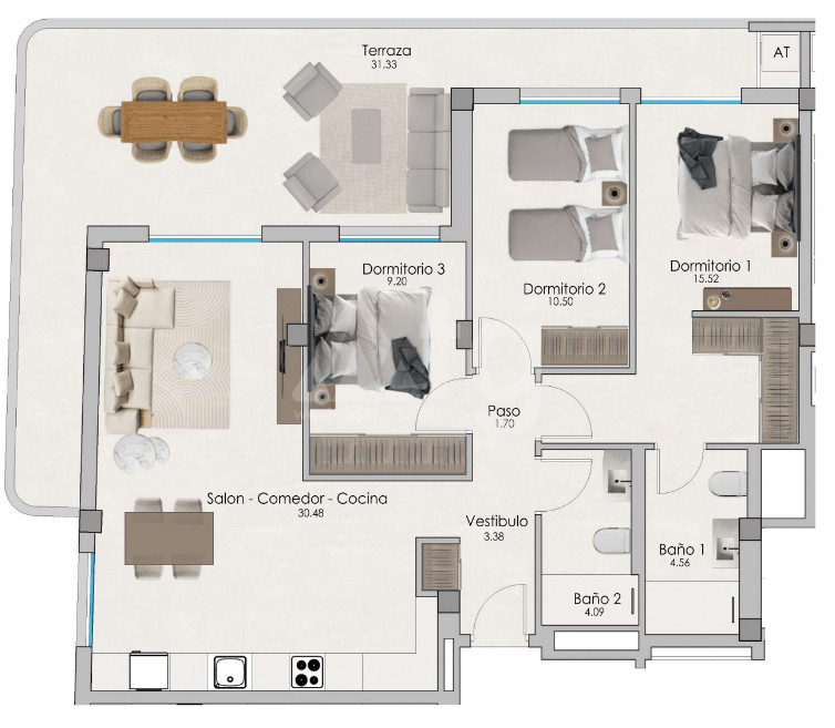 Apartamento de 3 habitaciones en Santa Pola - US55992 - 1