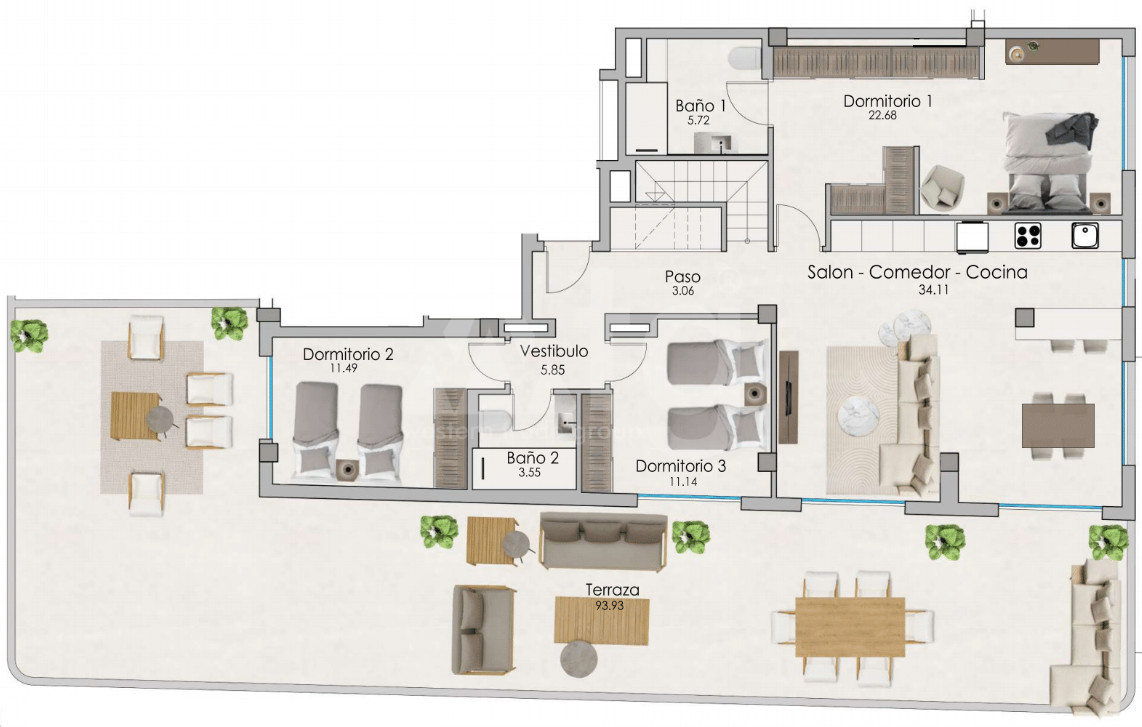 Penthouse cu 3 dormitoare în Santa Pola - US55995 - 1